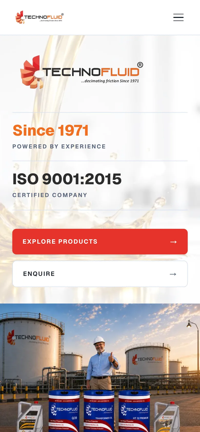 The Technofluid homepage on a phone